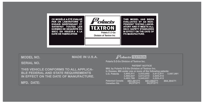 1980 Polaris Textron & Model Number Decals