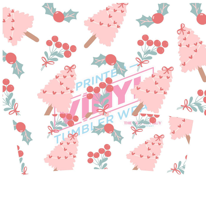 40 oz Tumbler Wrap - UVDTF Ink Transfers - Pink Trees | UVDTF from The Glitter Guy