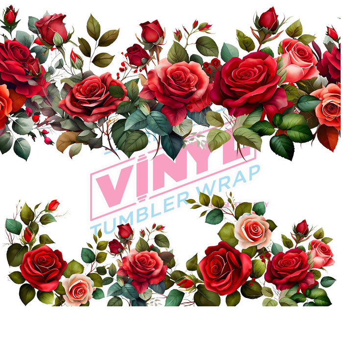 40 oz Tumbler Wrap - UVDTF Ink Transfers - Red Roses | UVDTF from The Glitter Guy