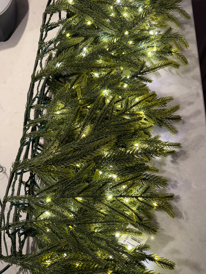 Norfolk garland with fairy lights