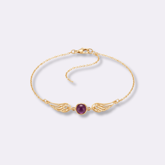 Angel Wing Birthstone Bracelet - Ornaments Co - 18K Gold Plated