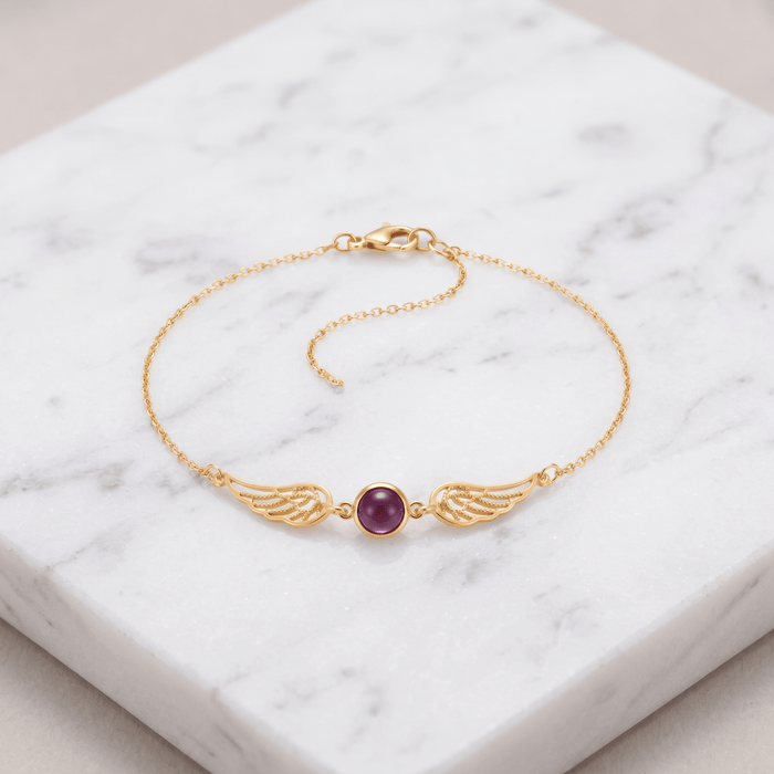 Angel Wing Birthstone Bracelet - Ornaments Co - 18K Gold Plated