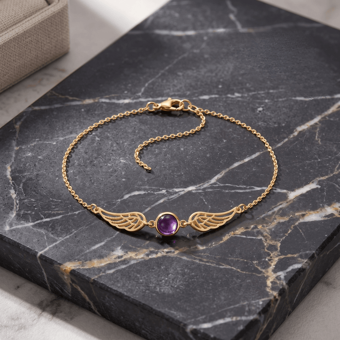 Angel Wing Birthstone Bracelet - Ornaments Co - 18K Gold Plated
