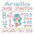 Baby birth announcement -custom embroidery design by rosiedayembroidery.com