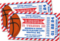 red blue basketball ticket birthday invitations