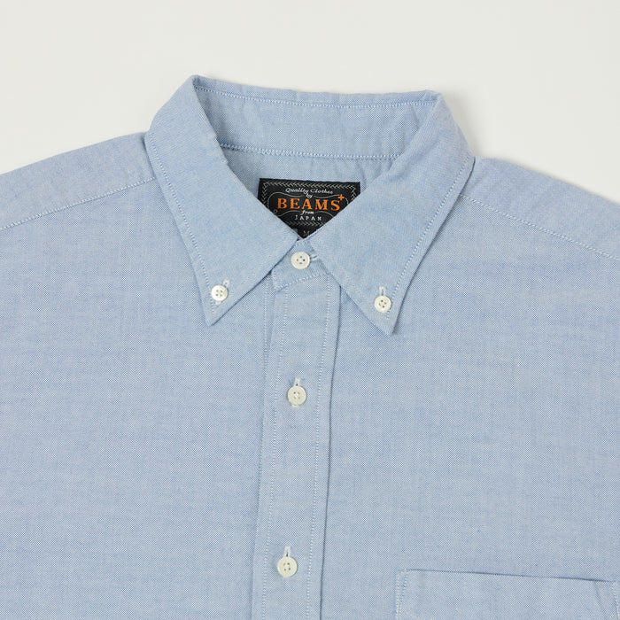 Beams Plus Button Down Oxford Shirt - Blue