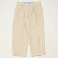Beams Plus Double Pleat Twill Trousers - Cement