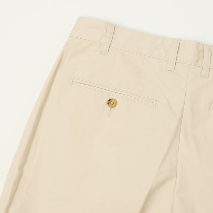 Beams Plus Double Pleat Twill Trousers - Cement