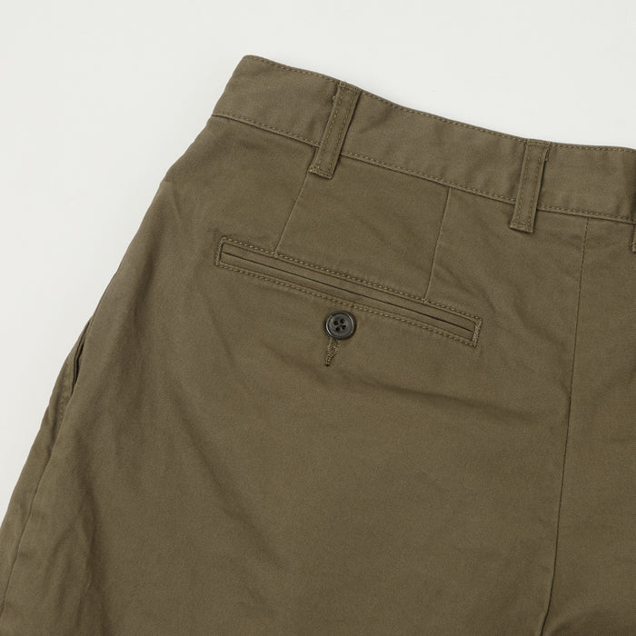 Beams Plus Double Pleat Twill Trousers - Olive