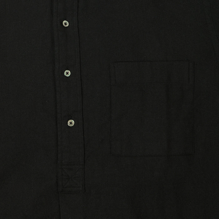 Beams Plus Herringbone Twill Band Collar Pullover Shirt - Black