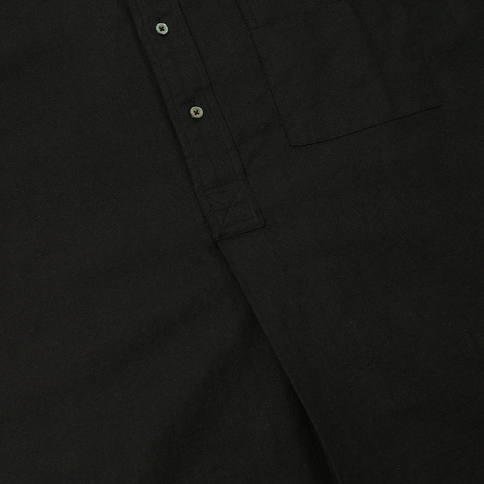 Beams Plus Herringbone Twill Band Collar Pullover Shirt - Black