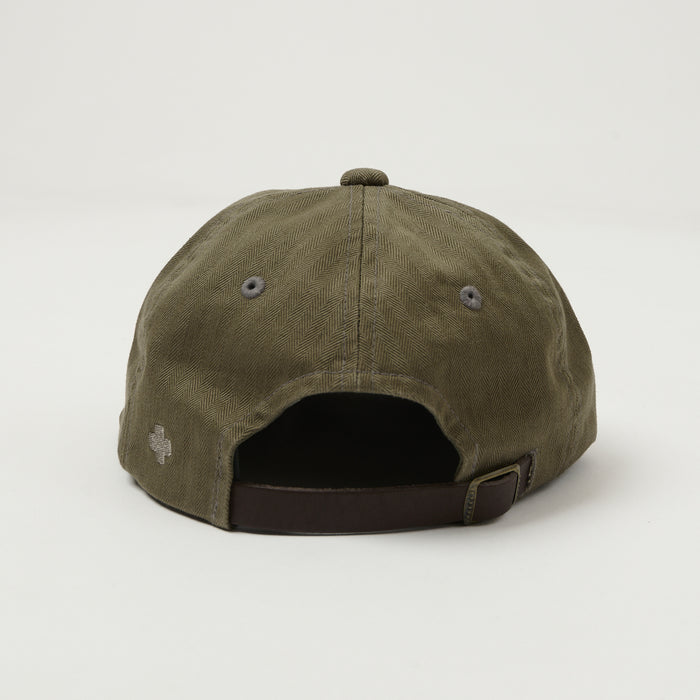 Beams Plus Herringbone Twill Six Panel Baseball Cap - Olive