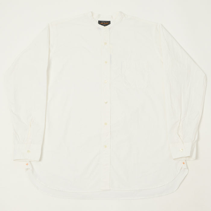 Beams Plus Superfine Band Collar Shirt - White