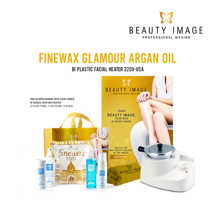 Beauty Image Finewax Glamour Argan Oil Starter Kit with Plastic Warmer
