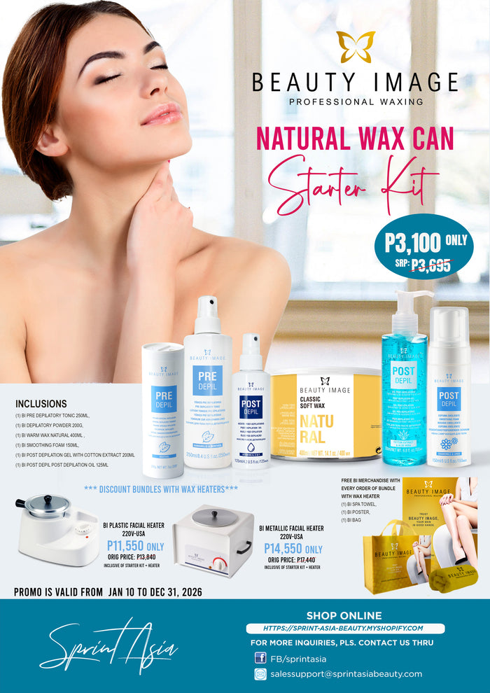 Beauty Image Natural Wax Starter Kit with Plastic Warmer