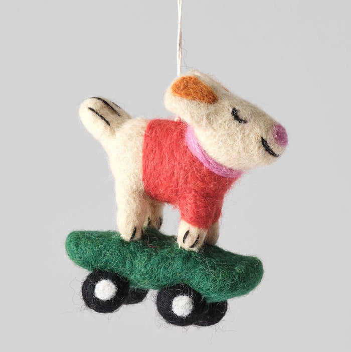 Bert the Skateboarding Dog Felt Ornament