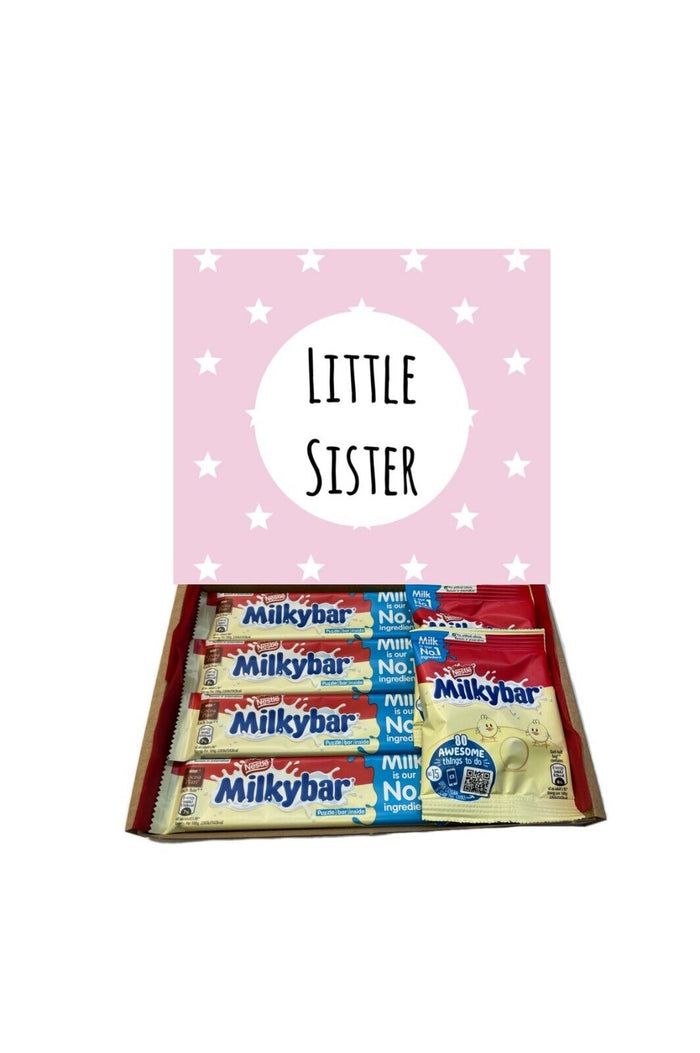 Big Little Brother Sister Pink Blue Milkybar Chocolate Hamper Gift Present