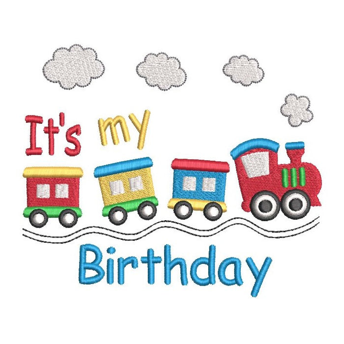 Birthday train machine embroidery design by rosiedayembroidery.com