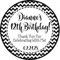 Black and white chevron birthday sticker with personalized name
