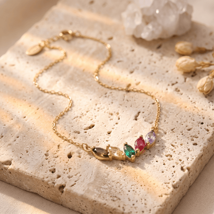 BloomGem Birthstone Family Necklace - Ornaments Co - 18K Gold Plated