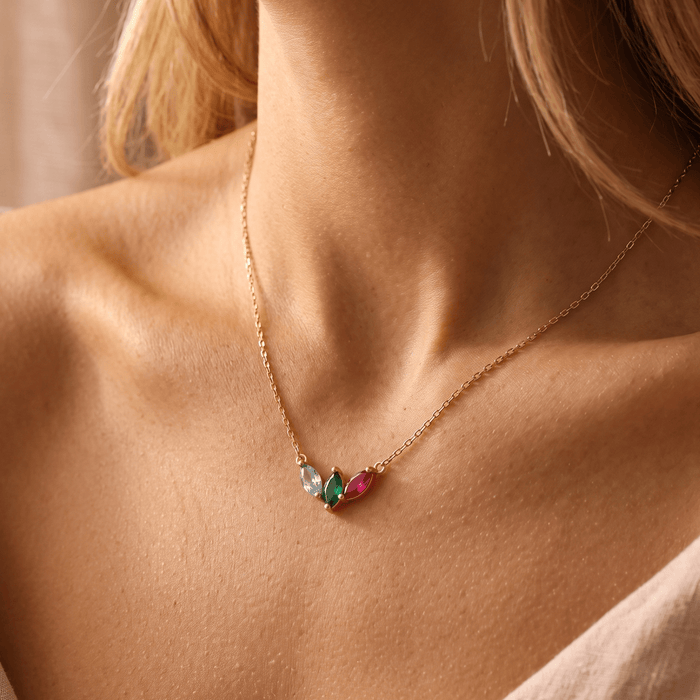 BloomGem Birthstone Family Necklace - Ornaments Co - 18K Gold Plated