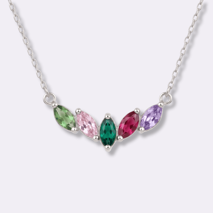 BloomGem Birthstone Family Necklace - Ornaments Co - Silver