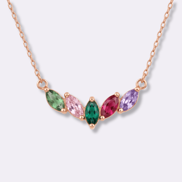BloomGem Birthstone Family Necklace - Ornaments Co - Rose Gold