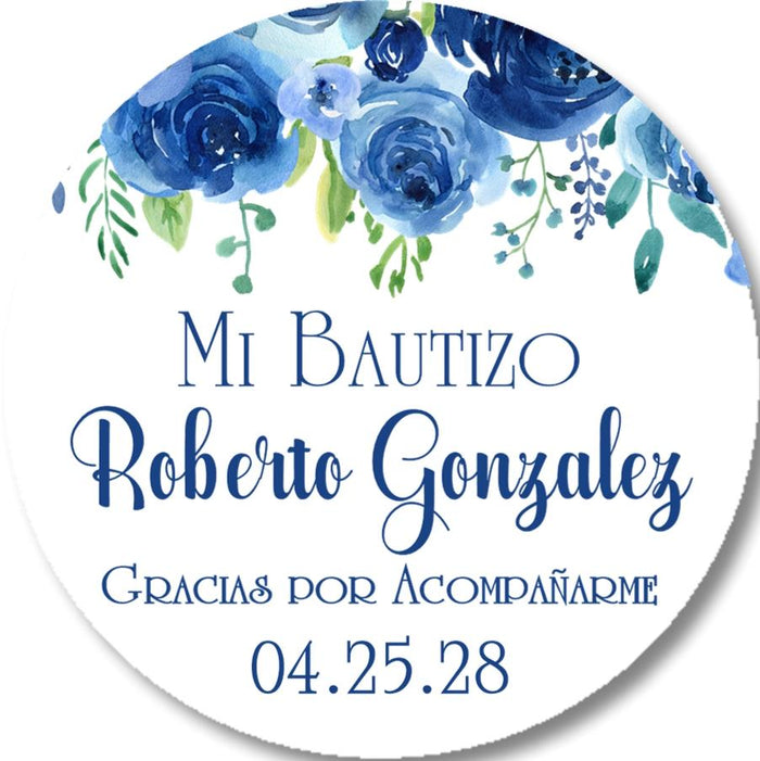 Navy floral Spanish baptism sticker