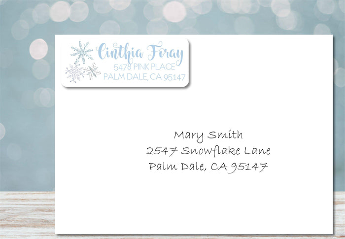 snowflake winter return address labels