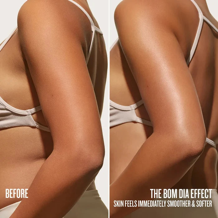 Before // After the bom dia effect skin feels immediately smoother  softer
