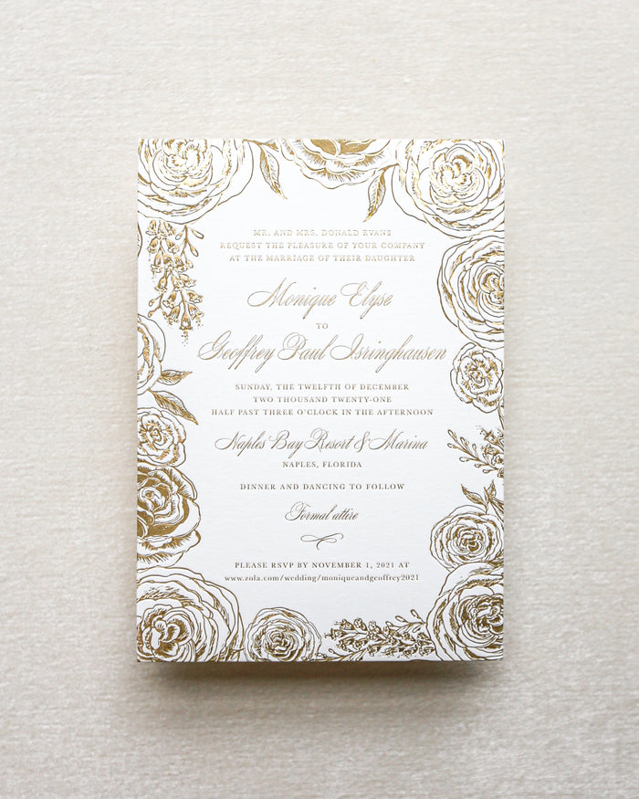 Bouquet in Blooms Invitation - Gold