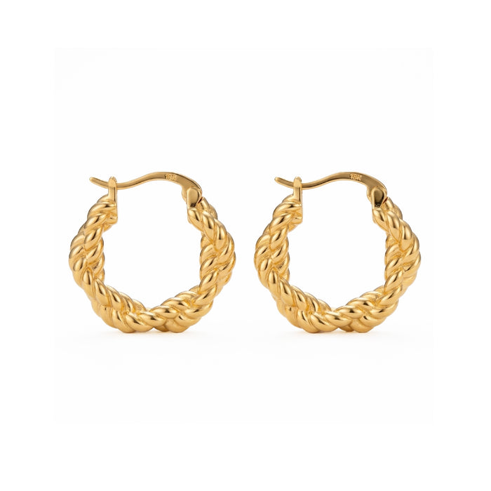 BRIENNE Braided Gold Hoop Earrings – Twisted Minimalist Statement Hoops | Ash Mollie Studio - ASH MOLLIE STUDIO
