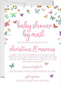 Girls baby shower by mail invitations butterfly floral design