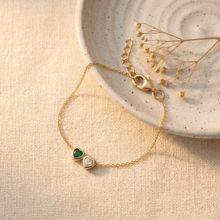 Celeste Heart Birthstone Bracelet - Ornaments Co - 18k Gold Plated