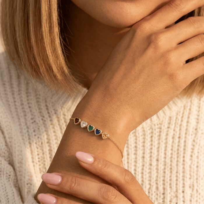 Celeste Heart Birthstone Bracelet - Ornaments Co - 18k Gold Plated