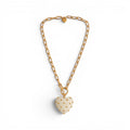 Celestine Mother Of Pearl Resin Heart Pendant
