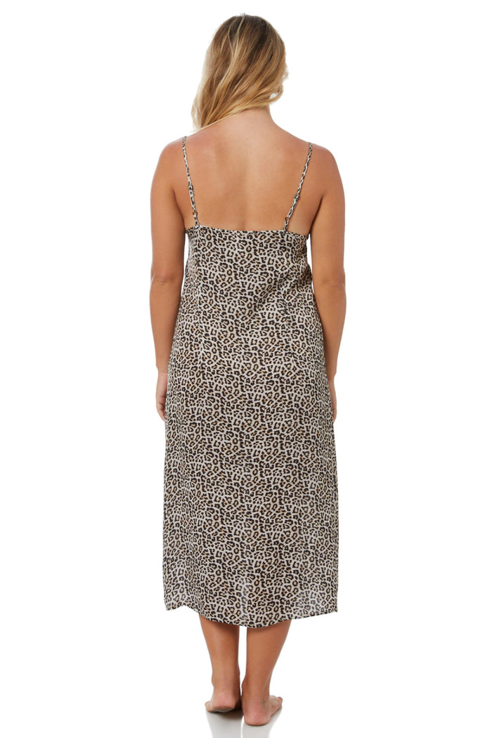 Classic Leopard Print Maxi Slip Dress | Cotton Satin | Sophia | XS - 3XL
