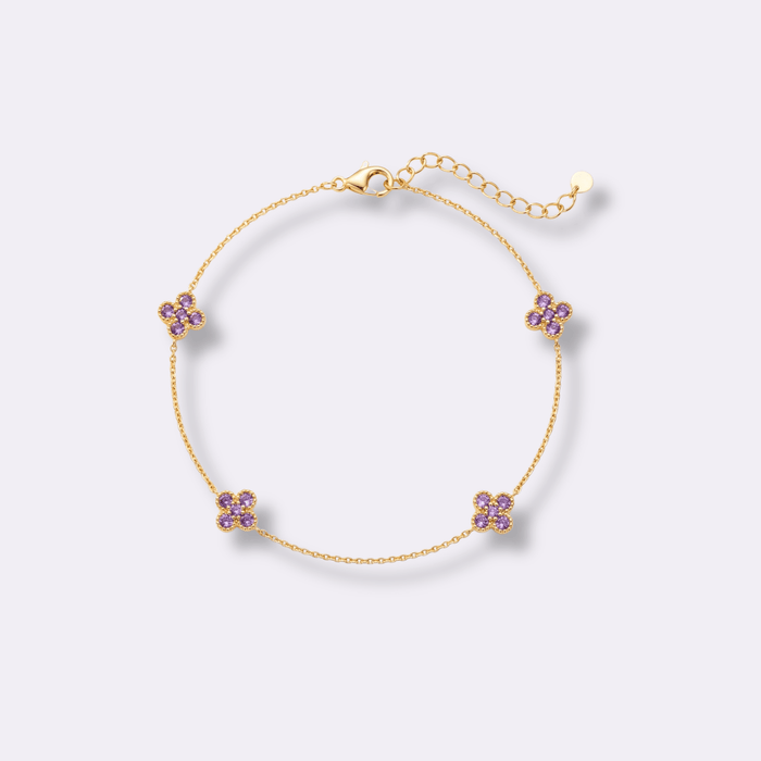 Double Floral Birthstone Bracelet - Ornaments Co - 18K Gold Plated