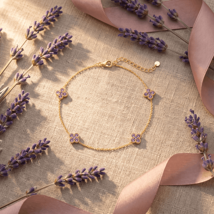 Double Floral Birthstone Bracelet - Ornaments Co - 18K Gold Plated