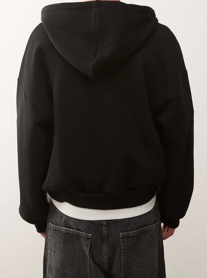 COLLUSION boxy zip through hoodie in Black