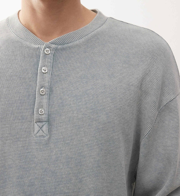 COLLUSION relaxed washed blue long sleeve Henley