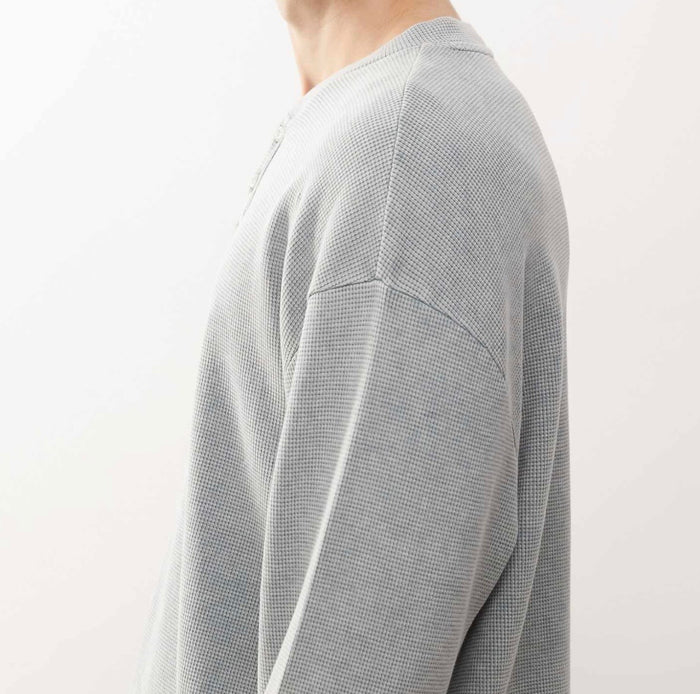 COLLUSION relaxed washed blue long sleeve Henley