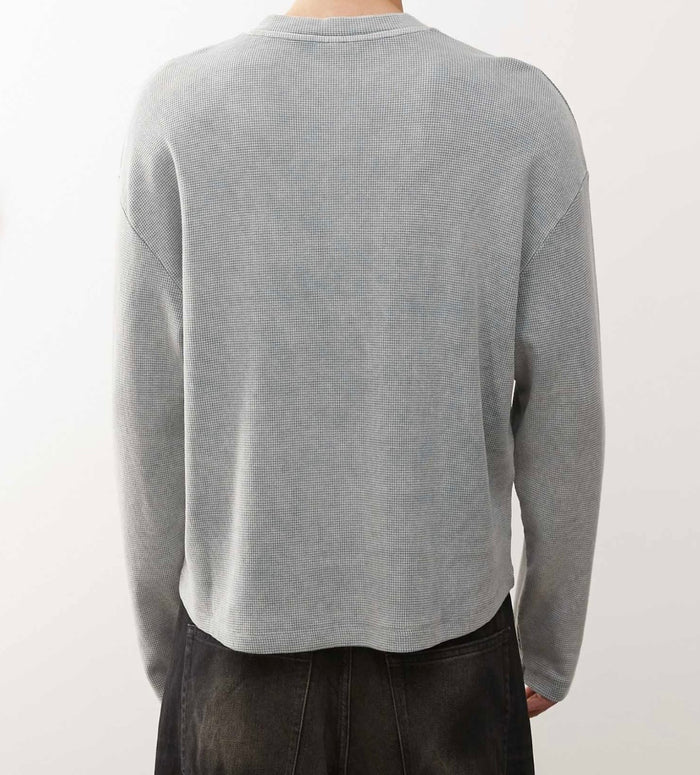 COLLUSION relaxed washed blue long sleeve Henley