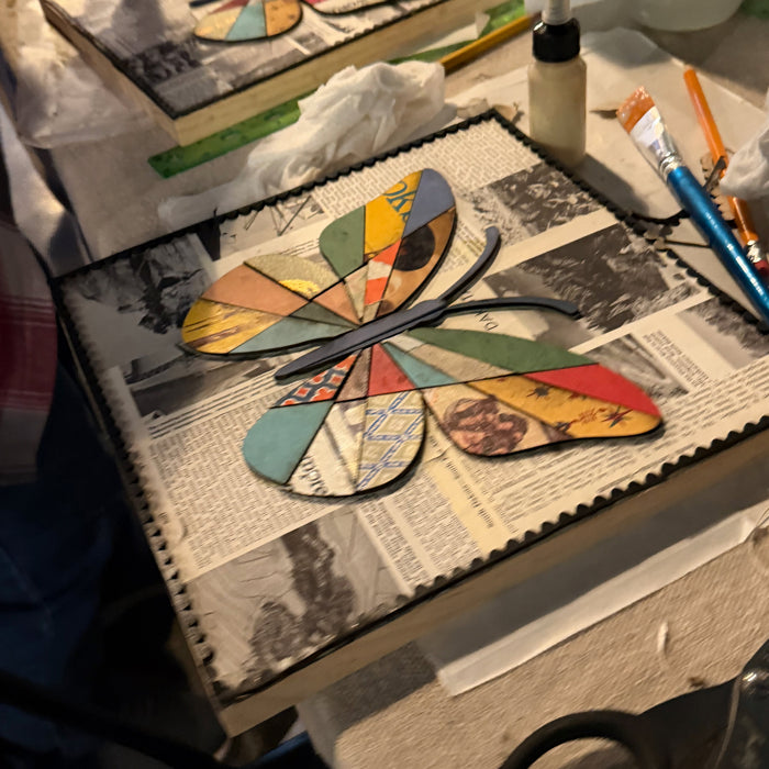 Working on Bookboard mosaic wall hanging