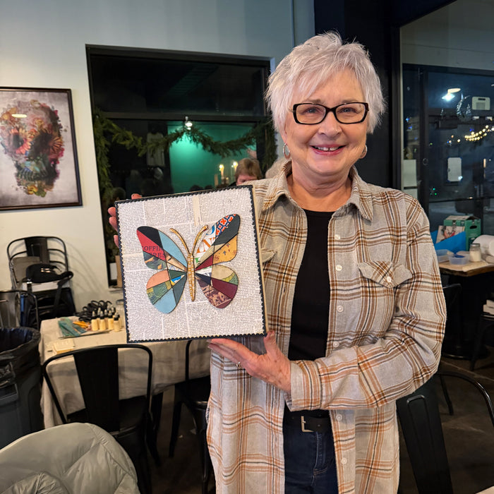 From vintage book pages to vibrant patchwork wings