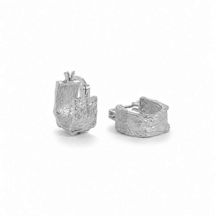 DELIA Squarish Textured Hoop Earrings - ASH MOLLIE STUDIO