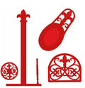 Deluxe Cast Iron Fleur De Lis 3pc Kitchen Table Décor Set, Napkin Holder, Paper Towel Stand, Spoon Rest - Red