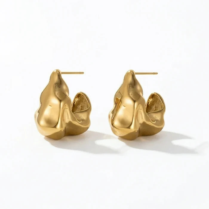 DEVI Uneven Wavy Earrings – Sculptural Statement Stud Earrings - ASH MOLLIE STUDIO
