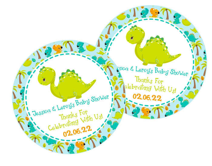 Dinosaur Baby Shower Stickers Or Favor Tags
