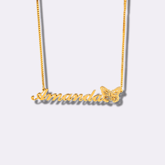 Personalized Butterfly Name Necklace For Women - Ornaments Co - 18K Gold Plated